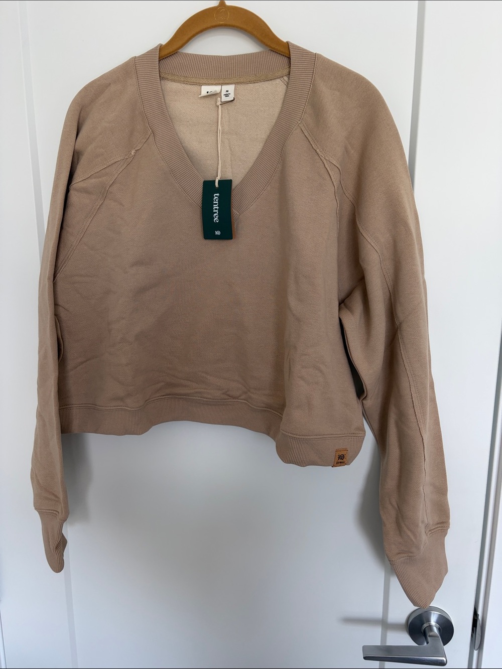 tentree Taupe V-Neck Pullover Sweatshirt